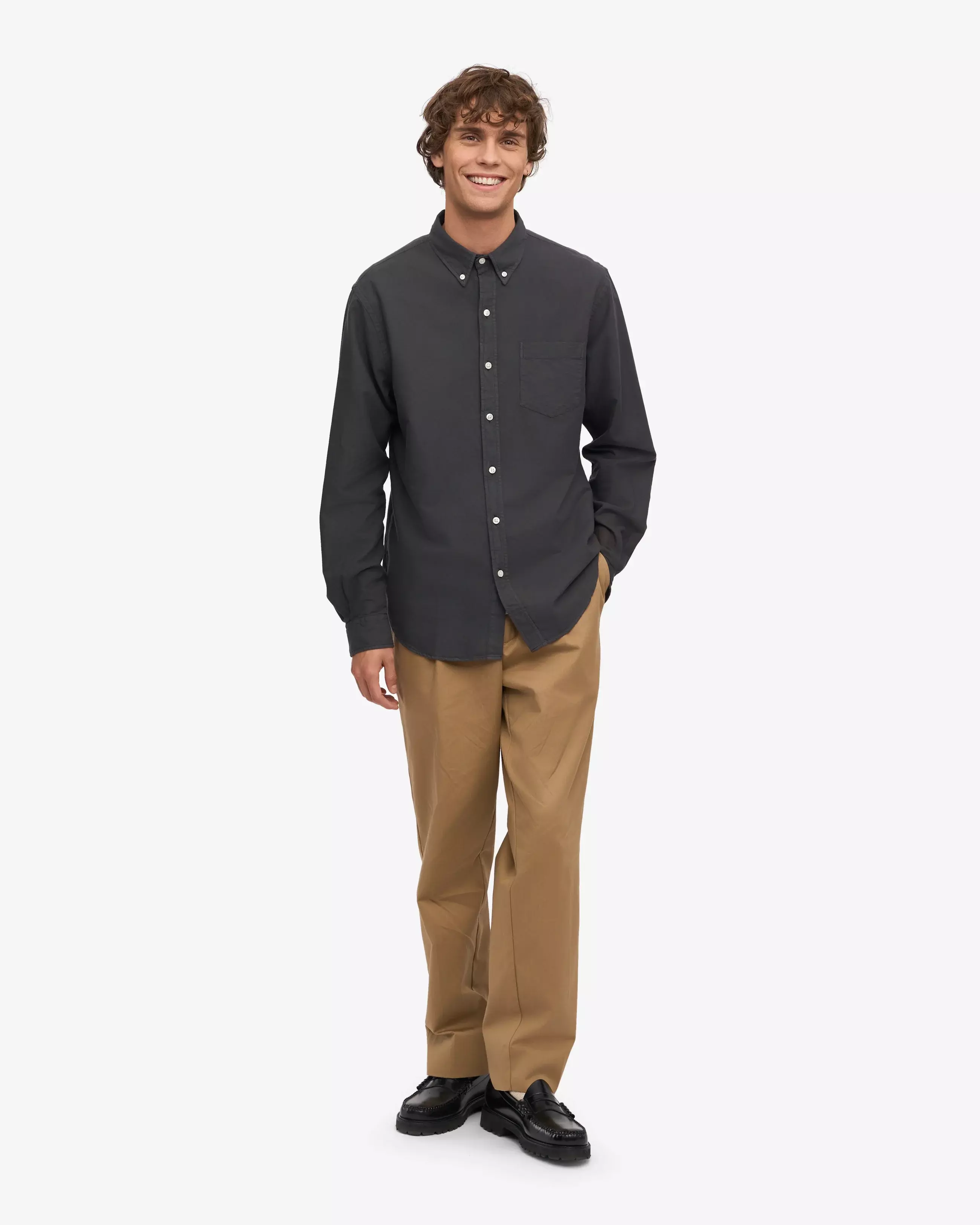 Colorful Standard Lava Grey Organic Button-Down Shirt Hemd Herren grau